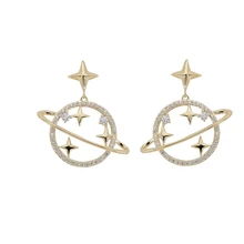 Дизайн серьги-капельки для женщин модные кубические циркония звезда серьги «Планета» Подарки для девочек