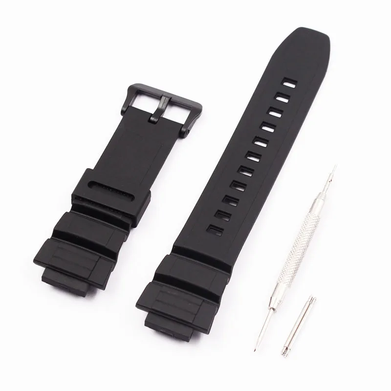 black Наручные часы, аксессуары для наручных часов с оптическими зумом Casio W-S220 HDD-S100 MCW-100H MCW-110H резиновый ремешок Для мужчин, ремешок для часов - Цвет ремешка: black