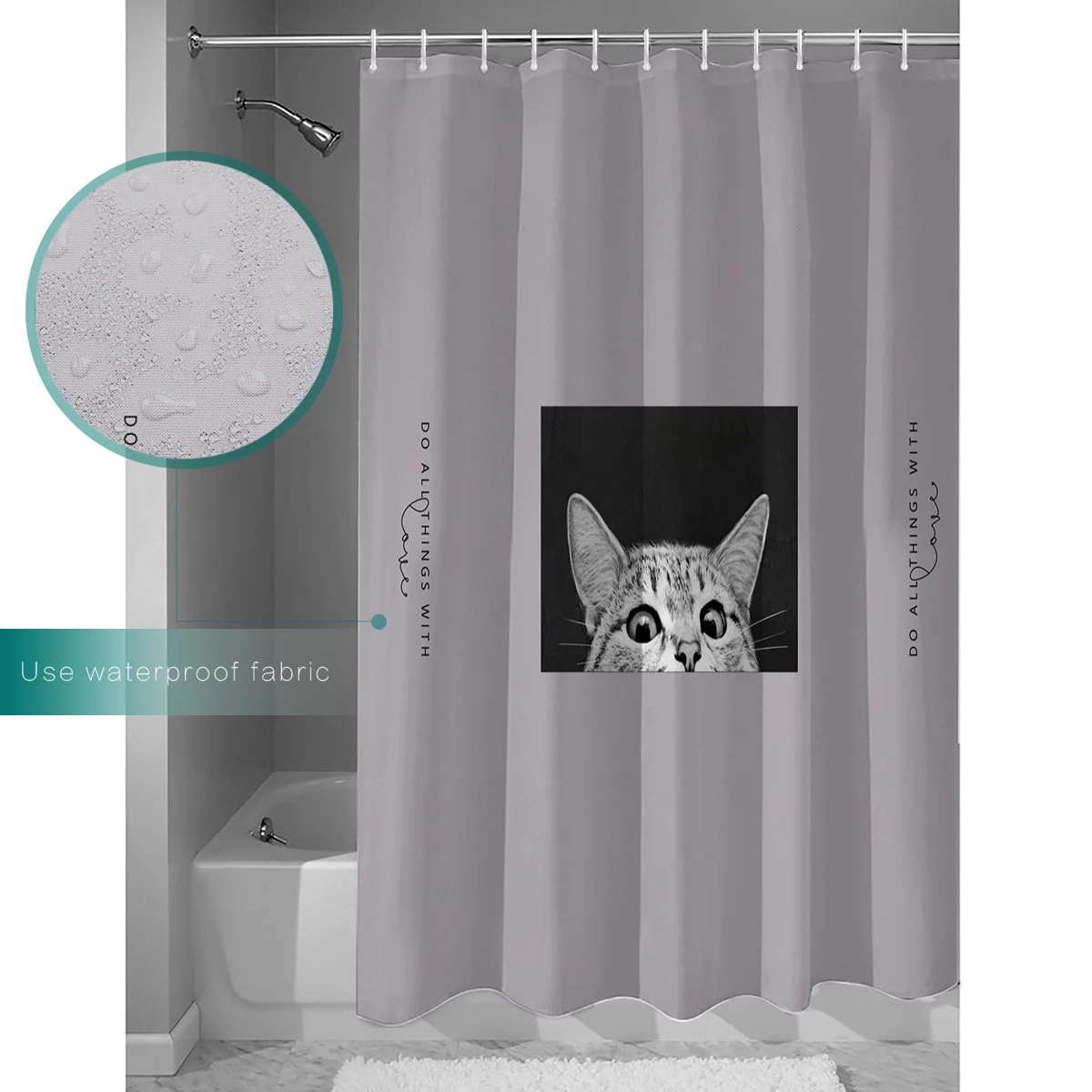 Peeping Cat серый черный занавеска для душа моющаяся домашняя Ванна Декор занавески s с 12 крючками