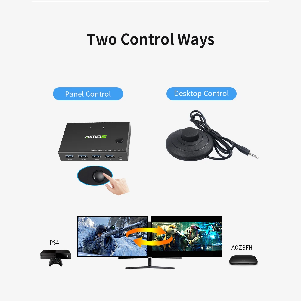 Aimos-divisor de Interruptor Compartilhado em U-disk Hdmi com 2 Divisor de 10gbps Usb para Impressora de Mouse e Teclado Portas Switch Kvm 4 kvm switch, divisor de 10gbps, usb para