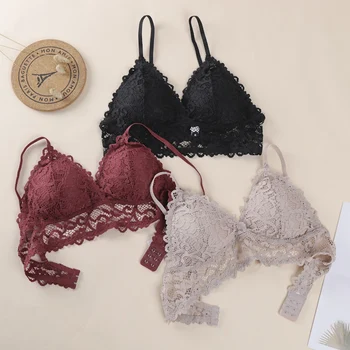 

Women Lace Bralette Seamless Bras Sexy Beauty Back Tube Tops Girls Underwear Gathered Bras