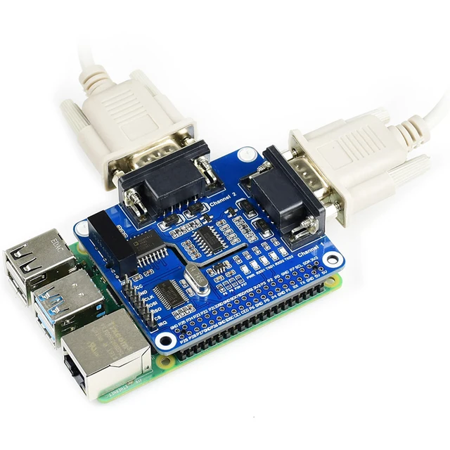 2-Channel Isolated RS232 Expansion HAT for Raspberry Pi 4B/3B+/3B/Zero SC16IS752+SP3232 Solution with Onboard Protect Circuits 2