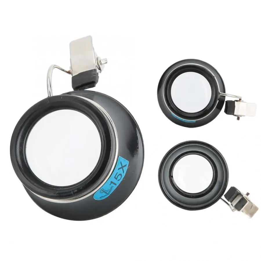 15X клип-на Часы увеличительное стекло Ремонт лупа Лупа ювелирные изделия в виде объектива часы инструмент для часовщика ювелирный