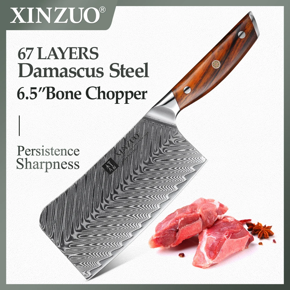 XINZUO 6.5 Inches Bone Chopper Knife Japanese Damascus Steel Chinese