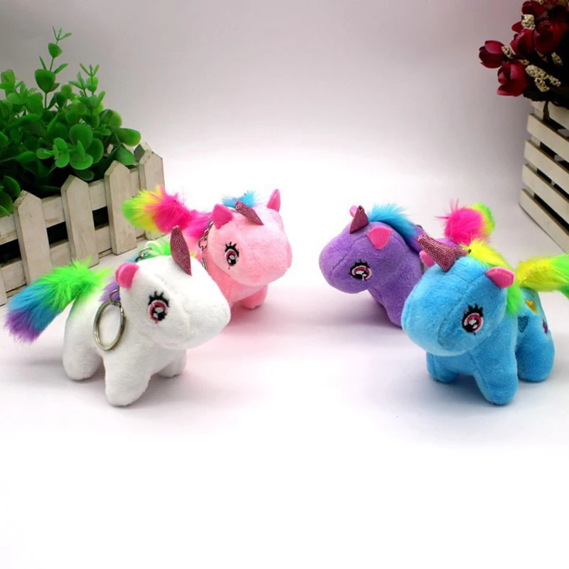 

14Cm Rainbow unicorn doll kidid's Party Plush toy gifts key chain toy Soft toy for children wedding gift horse plush toy