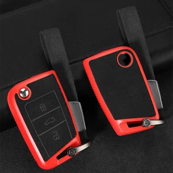 

2019 New Tpu+Leather Car Key Case Cover For Volkswagen VW Golf 7 MK7 Tiguan mk2 for Skoda Octavia A7 Kodiaq 2017 2018 2019