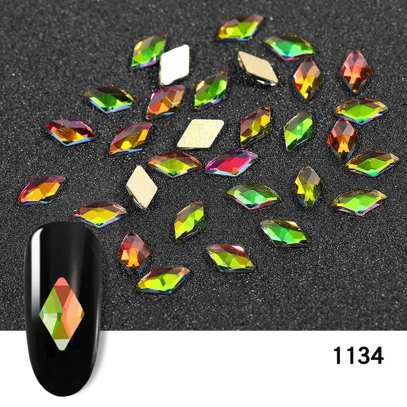 FlorVida 10 шт. стеклянные ромбовидные Стразы 6*10 мм с плоским дном блестящие стразы для дизайна ногтей для ногтей 3d-украшения для ногтей - Цвет: 1134