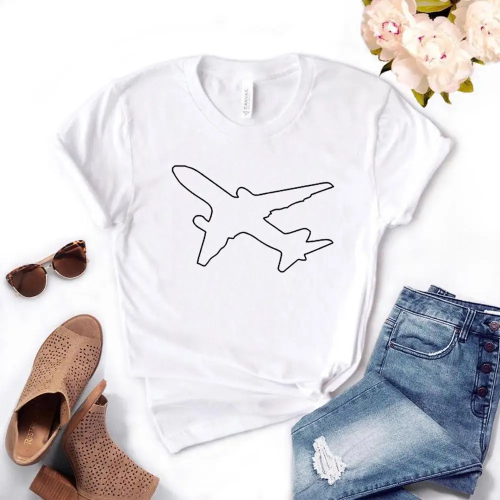Женская футболка с принтом пилота самолета Смешные изделия из хлопка футболка для девушек Yong 6 цветов Прямая поставка NA-440