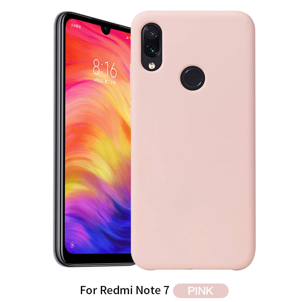 Чехол для телефона Redmi Note 7, чехол для Xiaomi Redmi Note 7, однотонный силиконовый чехол для Redmi Note 6, 7 Pro, чехол для Xiaomi - Цвет: Розовый