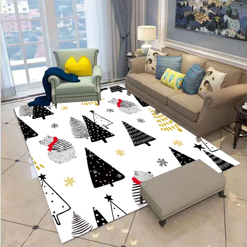 

Merry Christmas Carpet 3D Printed Carpet Square Anti-Skid Area Floor Mat Rug Non-slip Mat Dining Room Living Soft Carpet Style-1