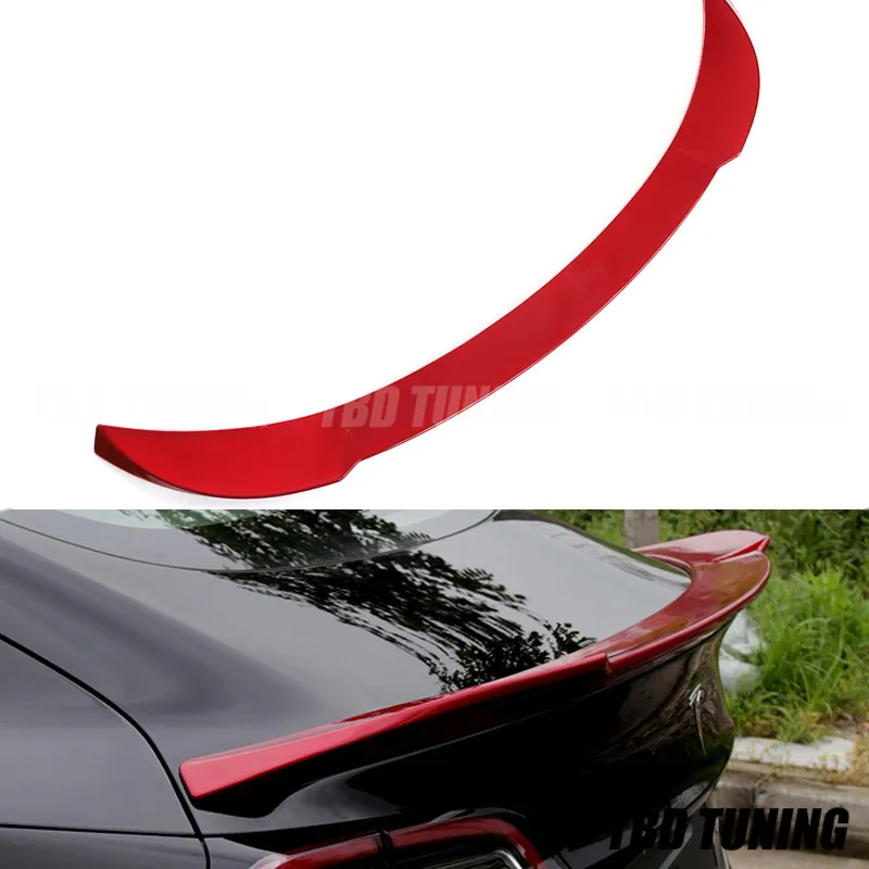 

Spoiler For Tesla Model 3 2016 2017 2018 2019 2020 Carbon Fiber Look & Goolsy Black & Red Rear Trunk Wing Spoiler
