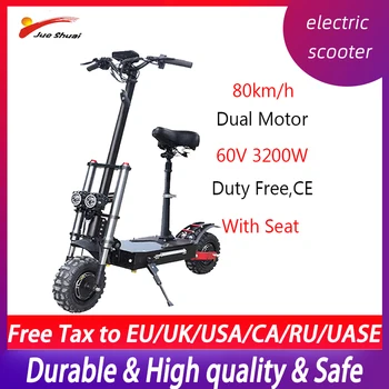 

Electric Scooter 60V3200W with Seat 80km/h Dual Motor Wheel 11inch Patinete Electrico Adulto monopattino elettrico motoElectrica