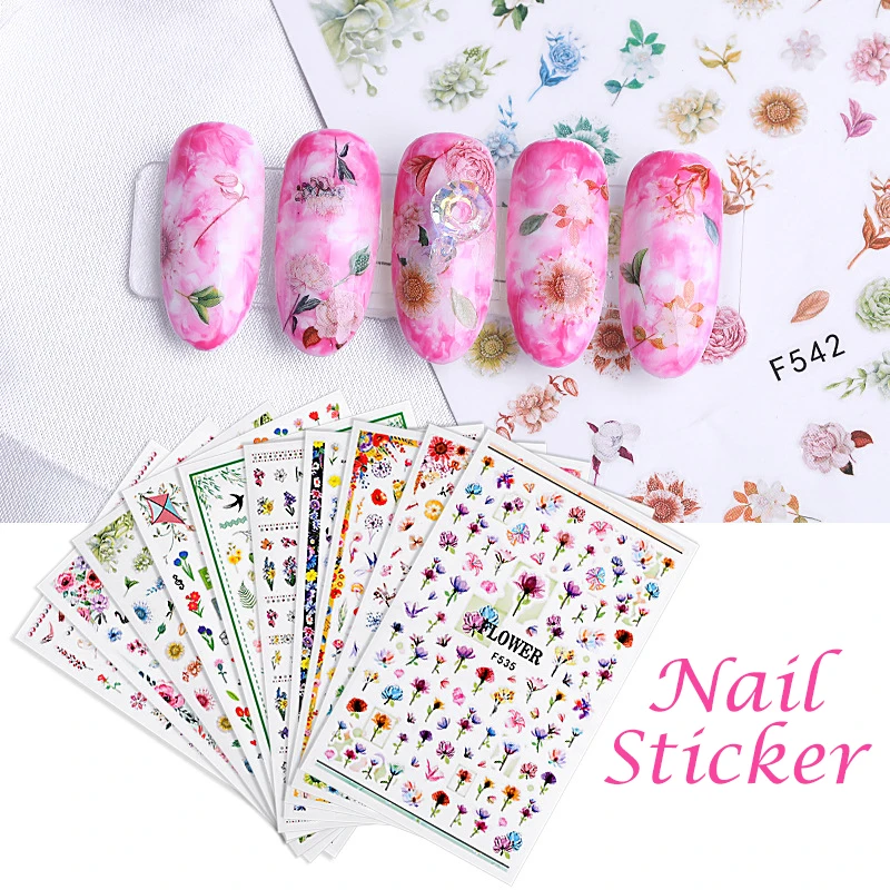 

Embossed Nail Sticker Flower Adhesive DIY Manicure Slider Nail Art Tips Decorations Decals