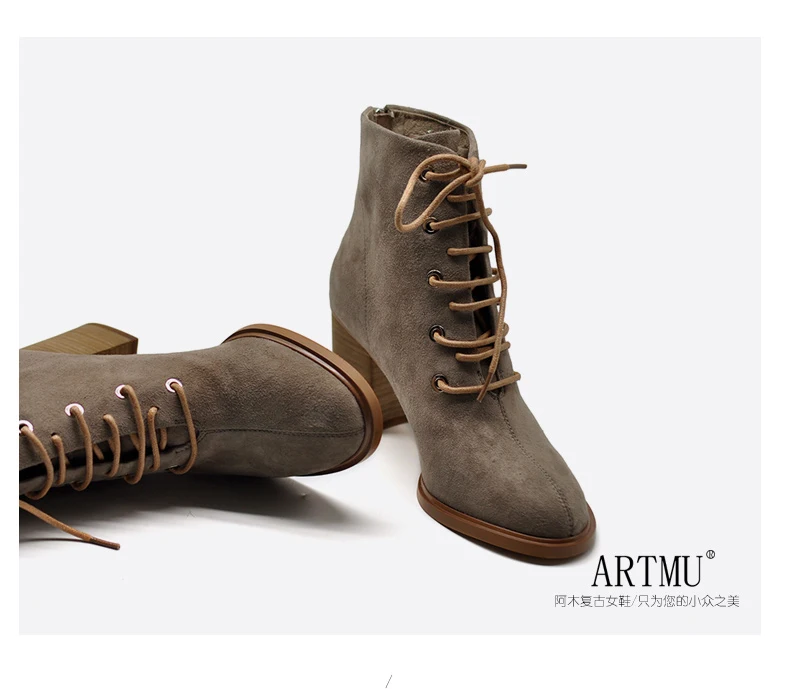 Artmu/Винтажные ботильоны на высоком каблуке в британском стиле; кожаные женские ботинки на толстом каблуке; элегантная обувь ручной работы с перекрестными ремешками; Новинка года