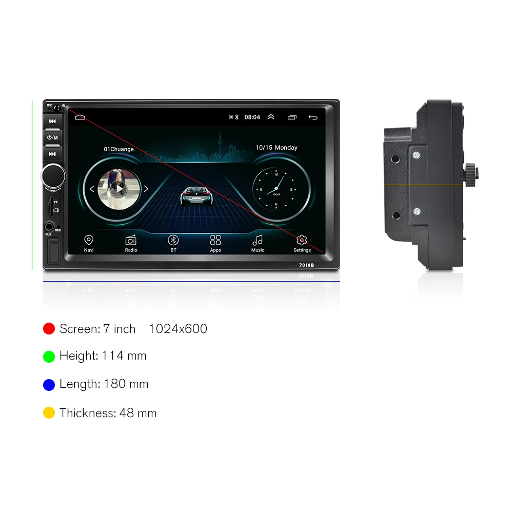 Podofo 2 din Auto Radio GPS multimedia Player Android Universal auto Stereo 2din Video MP5 Player A