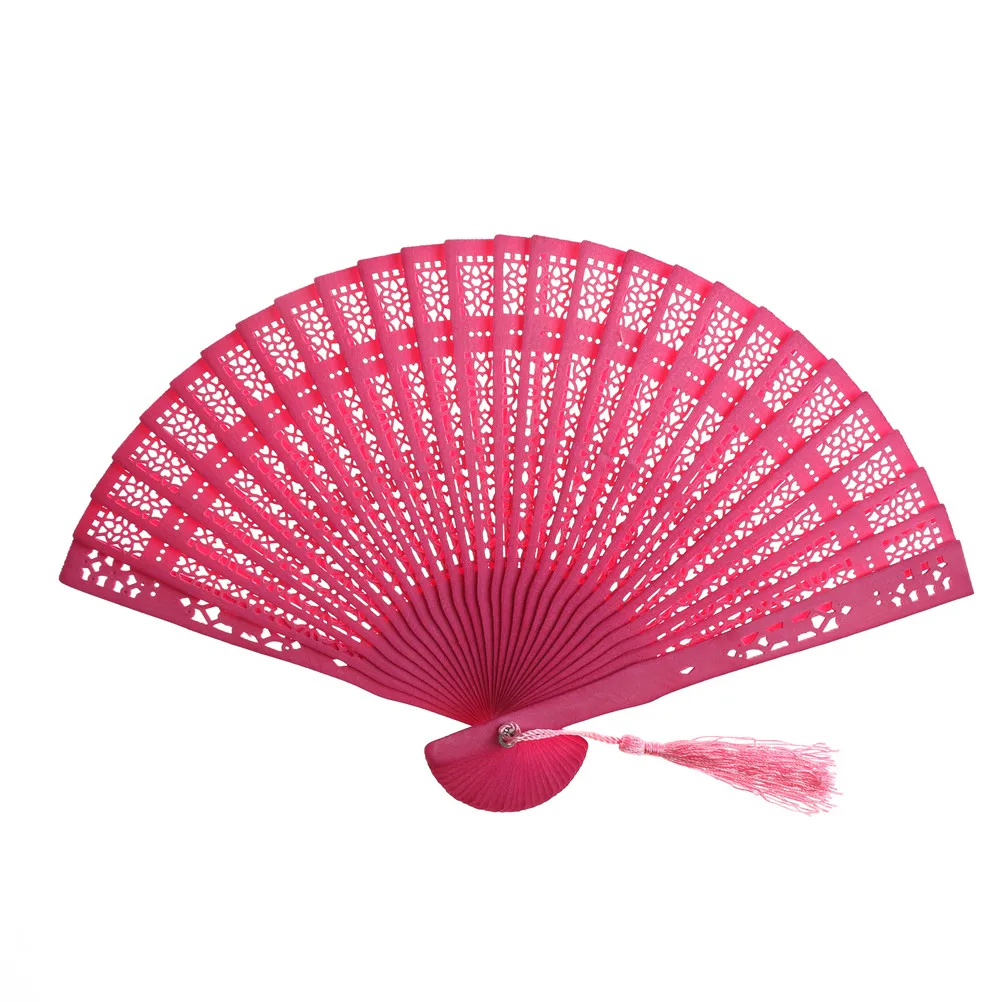 Wedding Hand Fragrant Party Carved Bamboo Folding Fan Chinese Wooden Fan DRUK 