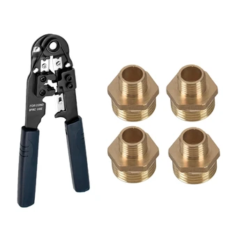 

4Pcs 1/2 Inch BSP To 1/4 Inch BSP Male Thread Brass Pipe Hex Nipple Fitting & 1Pcs Cable Crimper