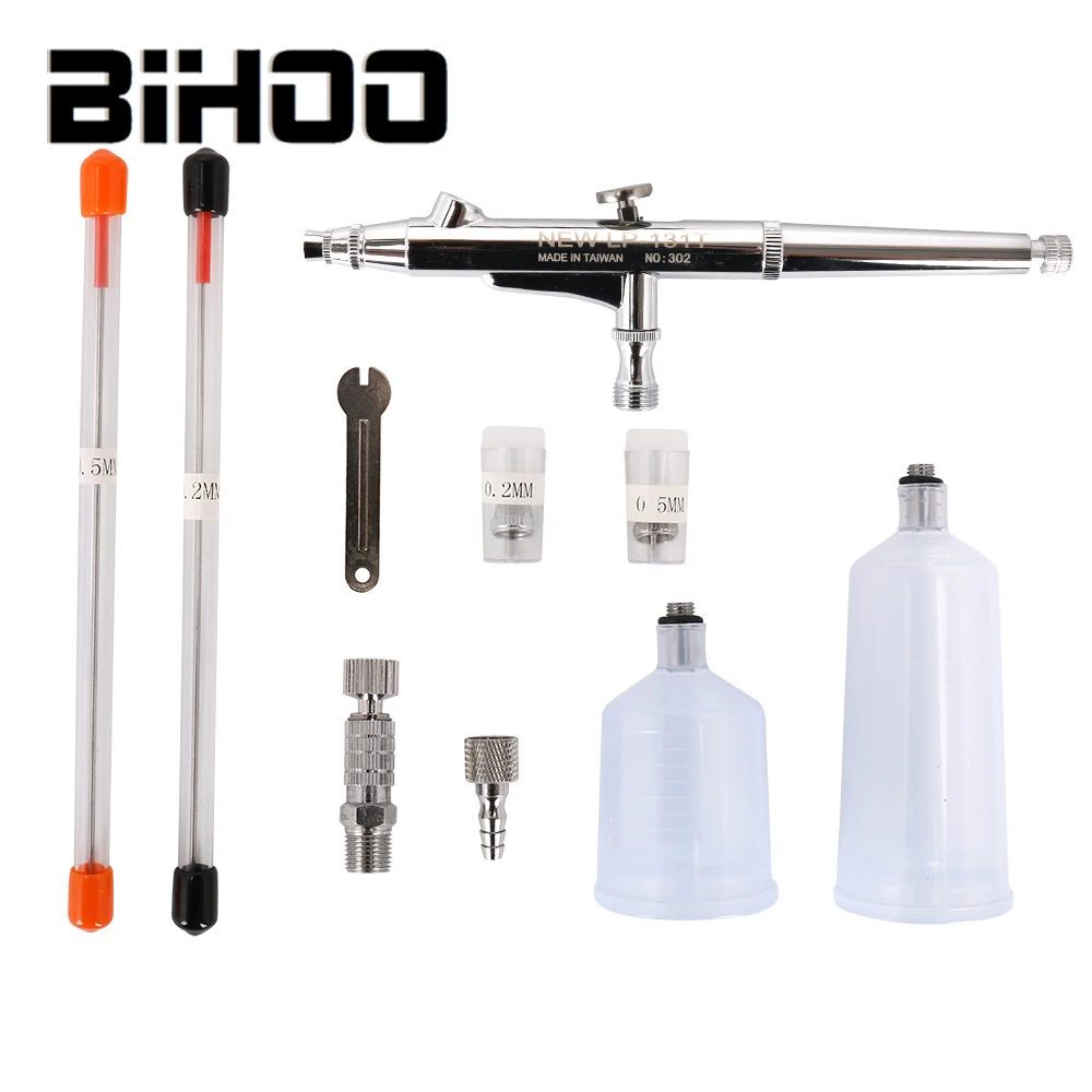 

0.2 0.3 0.5 mm Paint Spray Gun, Double Action Spray Gun Compressor Kit Used For Art Car Model Tattoo Nail Art 20cc 40cc