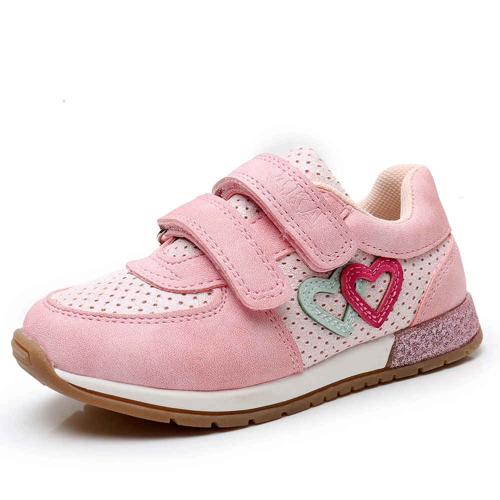 Pink Apakowa/спортивные кроссовки для девочек; сезон весна; Новинка; Милые дышащие кроссовки из искусственной кожи; модные детские Нескользящие кроссовки; обувь на плоской подошве для малышей - Цвет: Pink