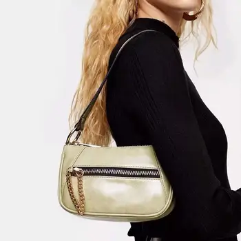 

2020 Spring New Stylish Crocodile Shoulder Bag Women High Quality Leather Chain Baguette Handbag Designer Brand Purses Sling Bag