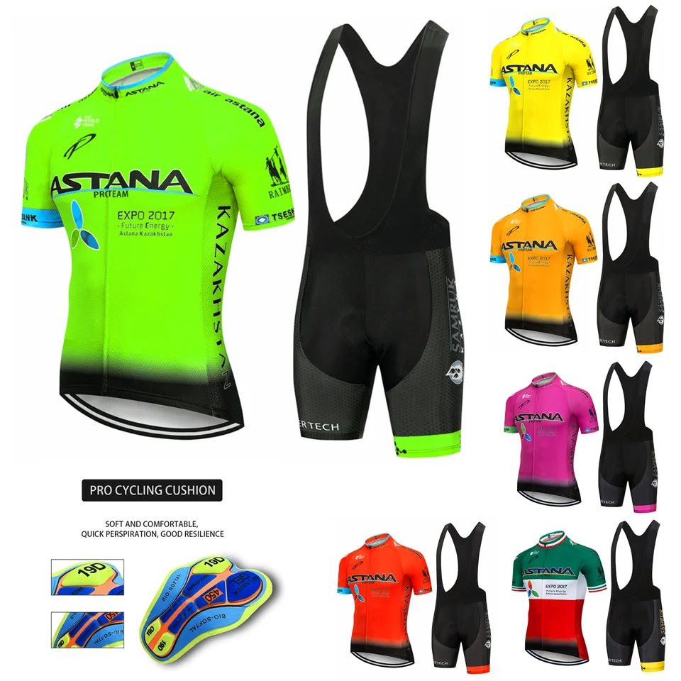 2020 Team ASTANA White Cycling Clothing Bike Jersey Ropa Mens Bicycle Summer Pro Cycling Jerseys 19D Gel Pad Bike Shorts