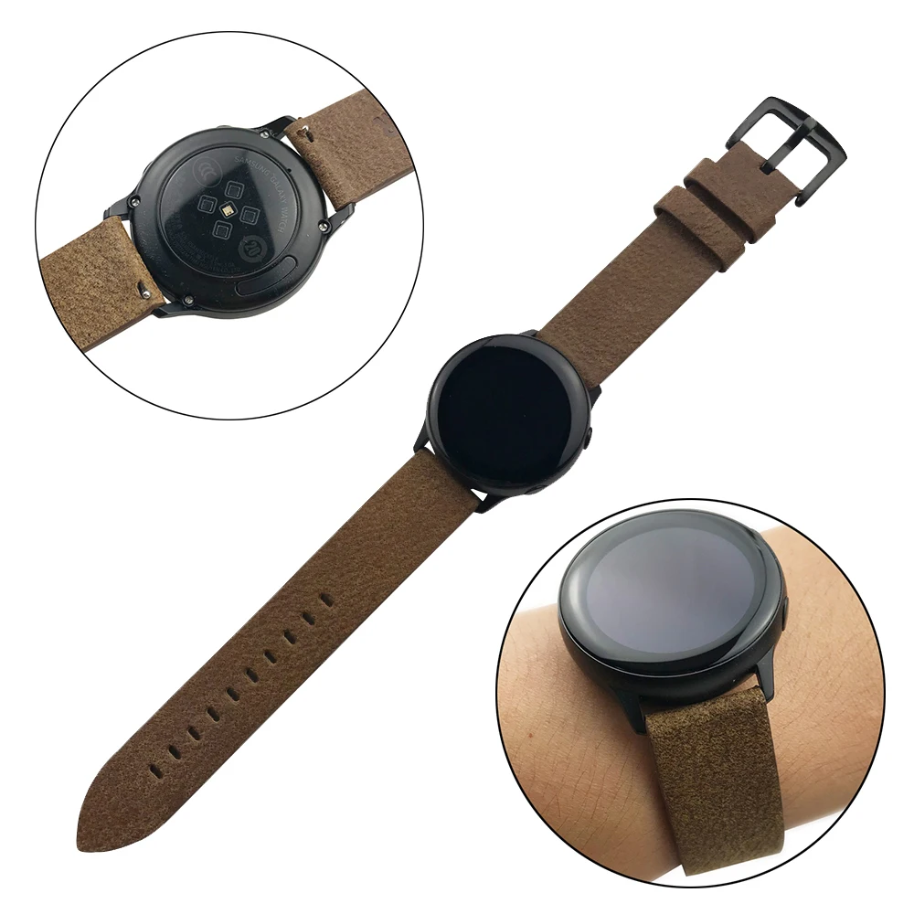 Ремешок кожаный для Samsung Galaxy Watch 3 Band браслет Active 2 1 40 мм 44 20 22 41 45 46 42 мм|Ремешки