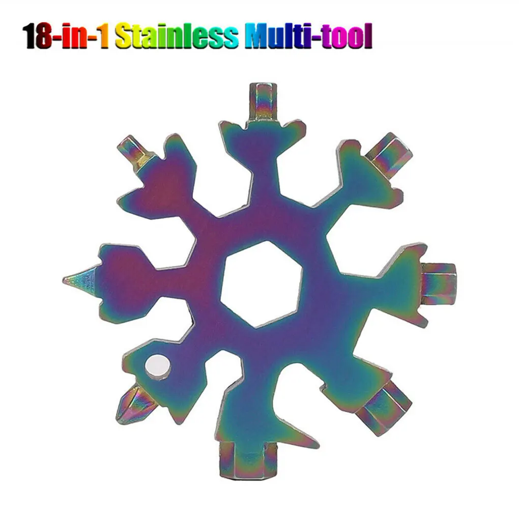 

Portable 18 In 1 Mini Snowflake Multi Pocket Tool Spanner Hex Wrench Multipurpose Camp Survive Outdoor Hike Key Ring Key Chain