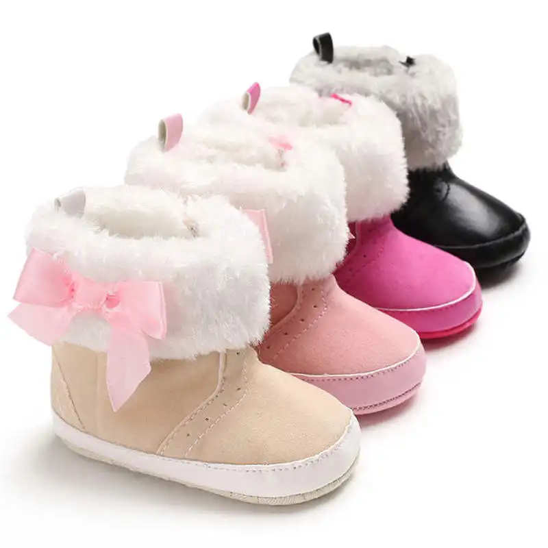Обувь для младенцев; обувь для новорожденных мальчиков и девочек; милая теплая обувь с бантом и мягкой подкладкой; нескользящая обувь на мягкой подошве для новорожденных; обувь для первых шагов