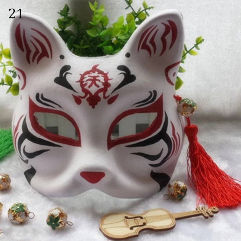 Anime Mask 21 Ручная роспись ПВХ аниме лиса маска для лица на Хэллоуин Косплей стрельба шоу на сцене прямая трансляция украшение дома Половина маска для лица - Цвет: Anime Mask 21