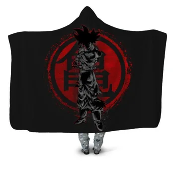 

Dragon Ball Goku Anime 3D Printing Throw Hooded Blanket Wearable Warm Fleece Bedding Office Quilts Soft Adults Travel 17