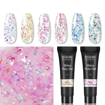 

ROSALIND 15ml Shiny Nail Extension Tips Glue Builder UV Poly Gel Thick Jell Gel Slip Solution Liquid Poly Nail Gel Manicure