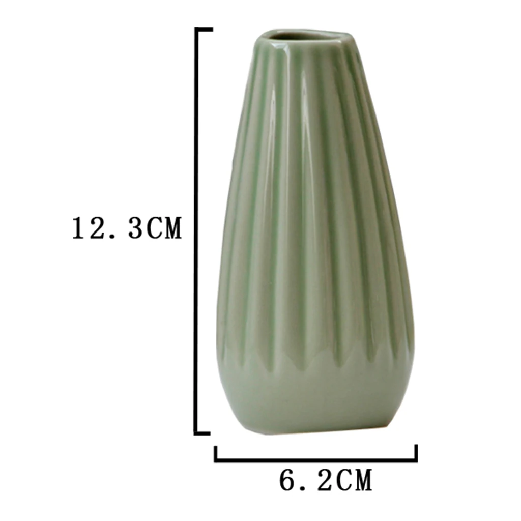Home Garden Ceramic Mini Vase Stripe Planter Pot Ornaments Decor Decoration