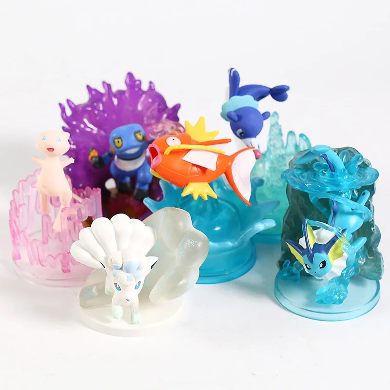 Галерея монстров Mew Vulpix Popplio Groagunk Magikarp Vaoreon Боевая версия. Фигурки из пвх игрушки 6