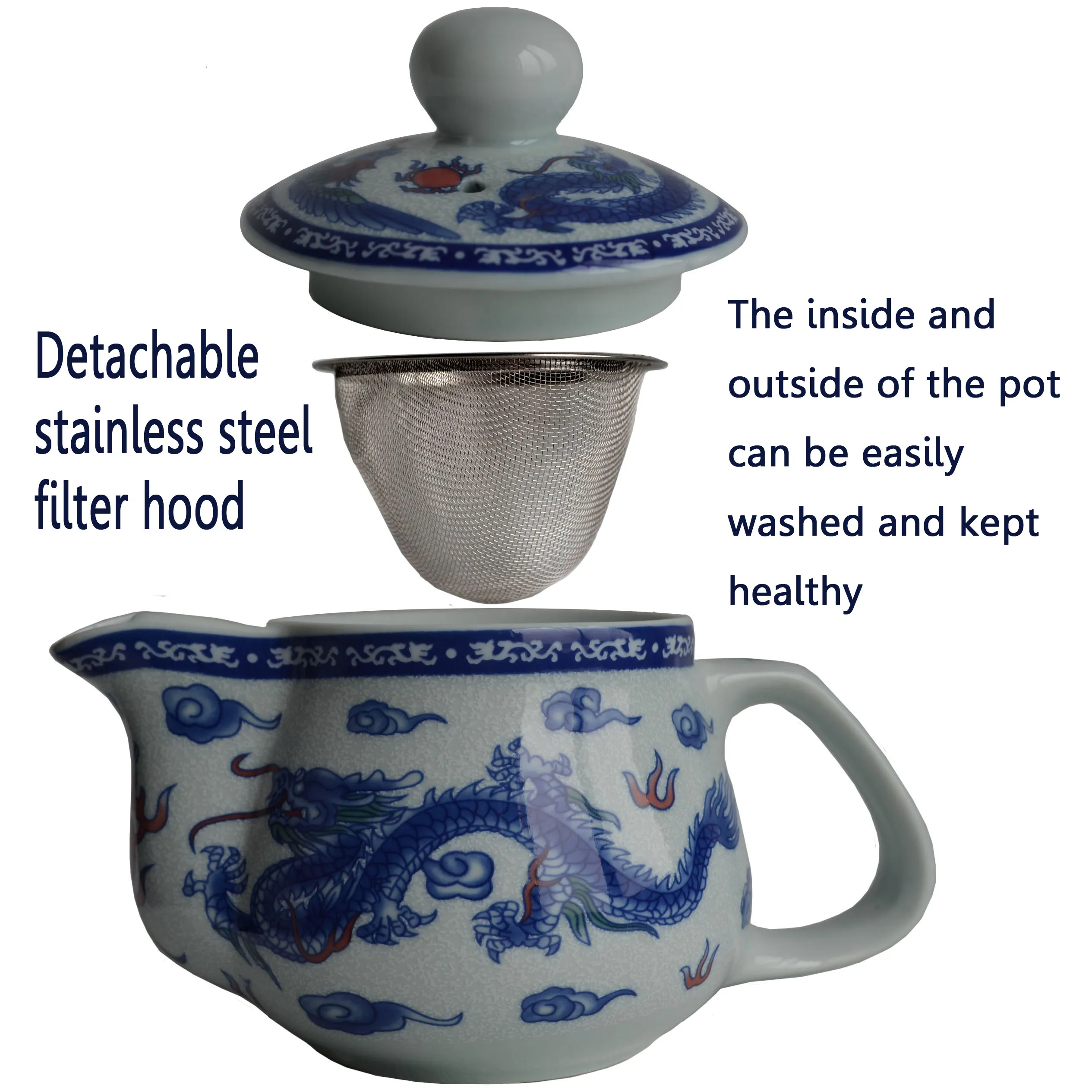 Чайный горшок 500 мл синий белый фарфор Китайские драконы phoenixe чайник из нержавеющей стали ситечко для инфузий цветы чай пуэр чайник керамический