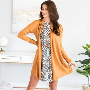 

Fashion Scarf Collar Long Sleeve Women Coats Solid Color Feminino Cardigan Autumn Casual Loose Outerwear