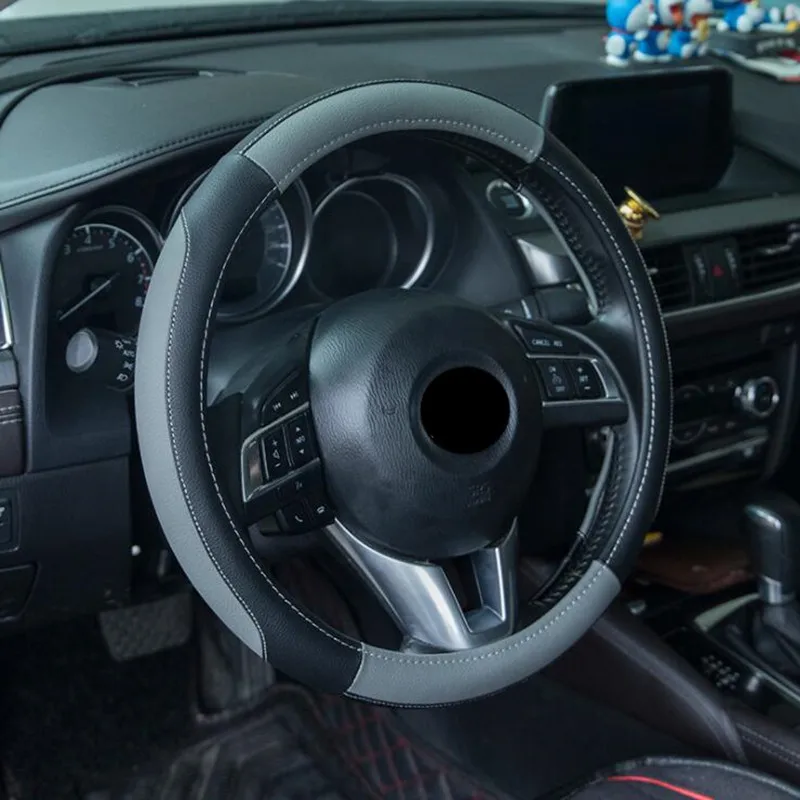 

8 Colors Universal Breathable Anti Slip PU Leather Steering Covers Suitable 37-38cm Auto Decoration Car Styling