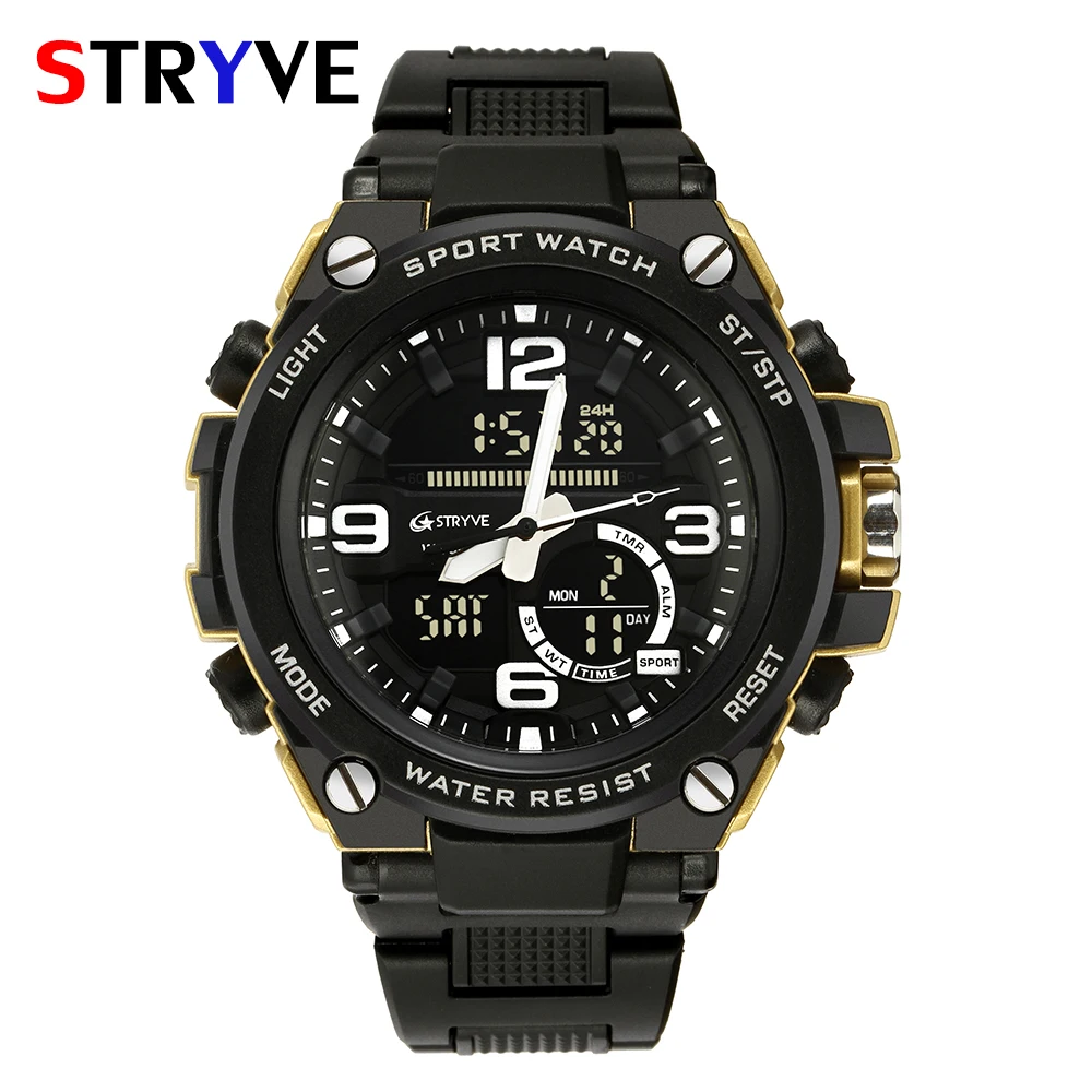 

STRYVE Military Quartz Digital Watches Dial Dual Display Male Clock Waterproof Multifunction Men Sport Wrist Watch Reloj Hombre