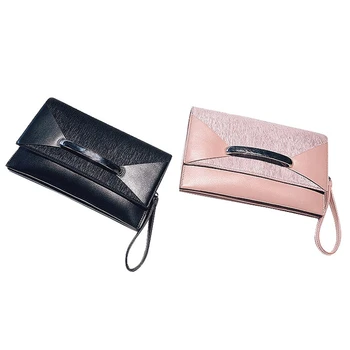 

2 Pcs Leather Birthday Party Evening Clutch Bags for Women Ladies Shoulder Clutch Bag Purse Female, Black & Pink