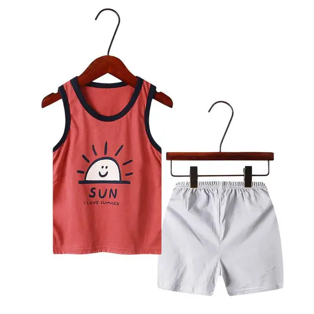 2022 New Summer Boy Girl Clothes Children Cartoon Multi Color Soft Home  Two-piece Set Sleeveless Vest Shorts Suit For 2-10y Kids - Children's Sets  - AliExpress