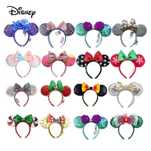 Minnie Mickey Mouse Ear Bow Headband Disney Sequin EARS COSTUME Headband Cosplay Plush Adult/Kids Festiva Party Headband Gift