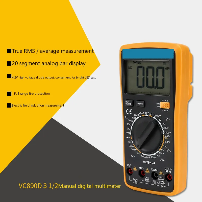 Vc890d цифровой мультиметр, большой емкости цифровой дисплей метр, автоматическое выключение с подсветкой дисплей
