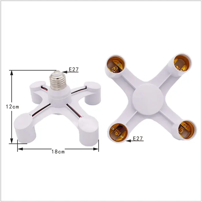 Description Picture 4 of item2pcs pack  4 in 1  E27 Lamp Holder Converters, 4 Ways E27 Screw Base Socket Standard Light Bulbs Extender Adapter for Plant Grow