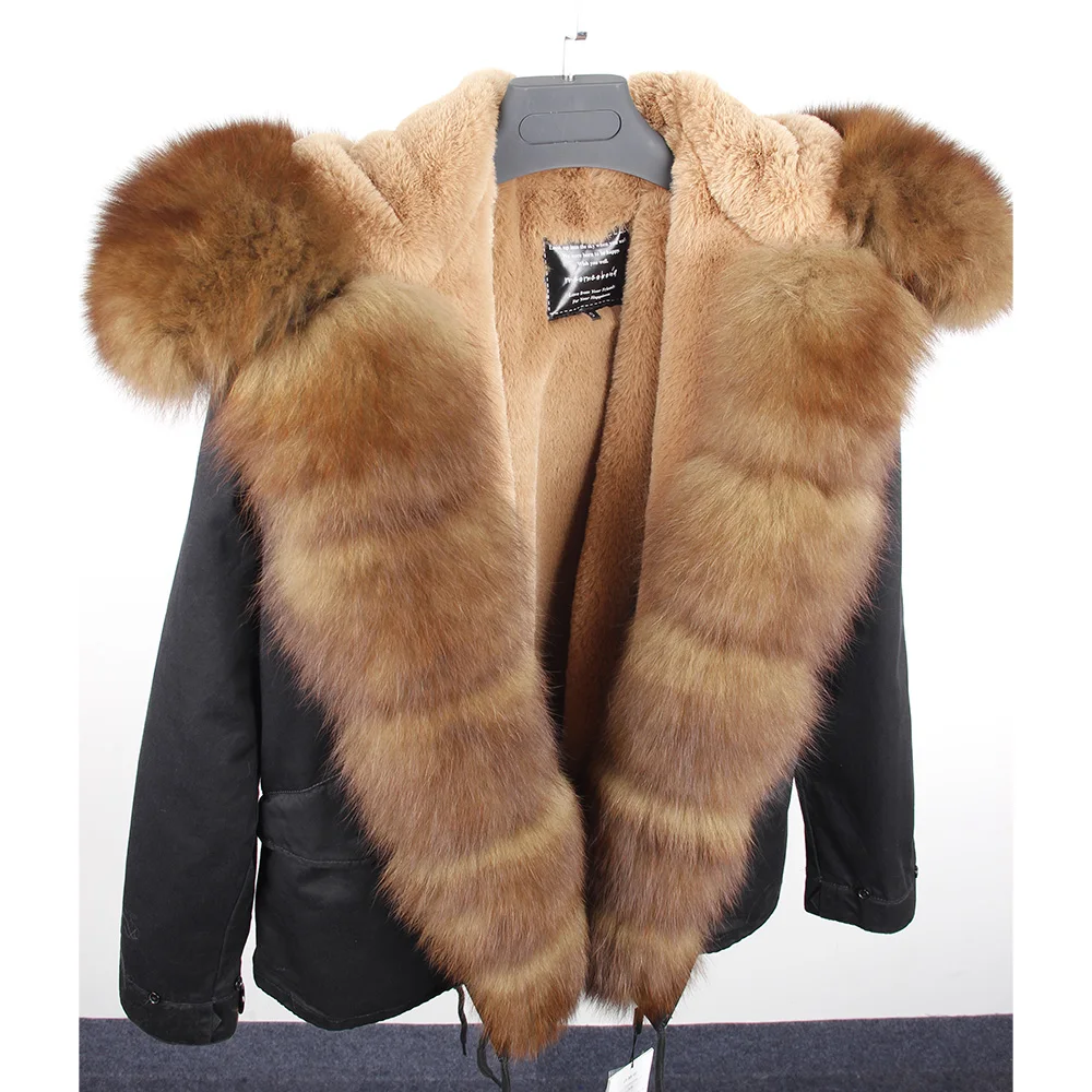 Женская зимняя куртка с натуральным лисьим меховым воротником, пальто с искусственным мехом, Женская куртка, женская модная парка
