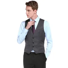 Стиль Мужская мода Slim Fit однорядные три пряжки сплошной цвет джентльмен костюм жилет M16