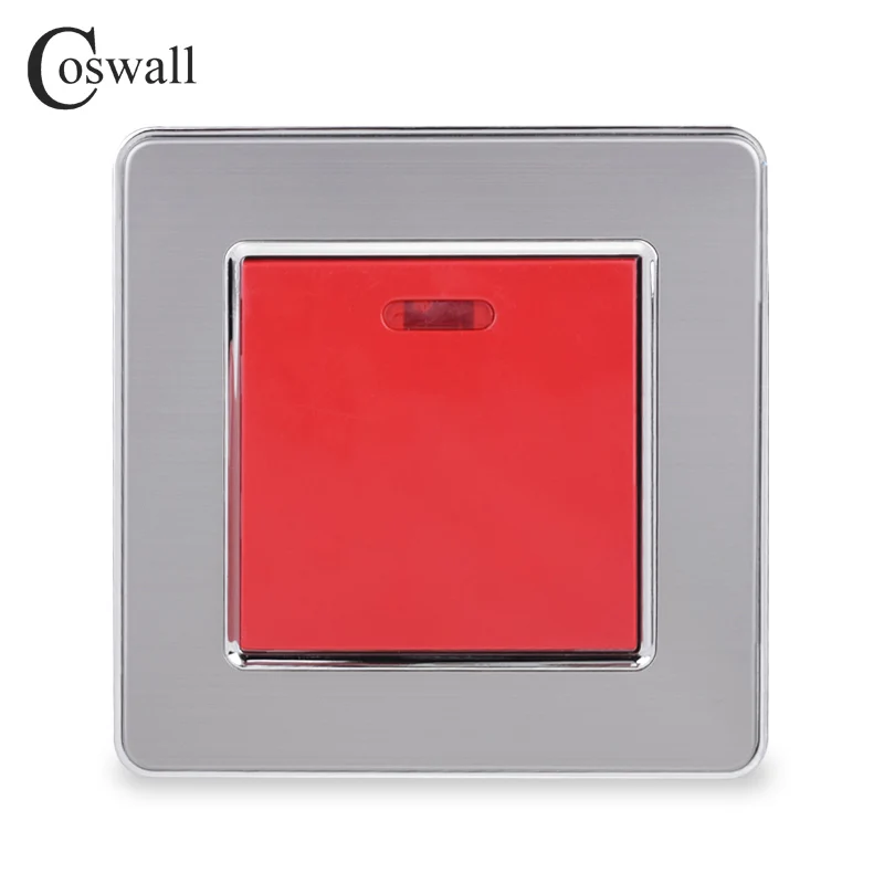 COSWALL 45A DP переключатель с неоновой высокой мощности Электрический переключатель кухонный водонагреватель вкл/выкл настенный выключатель кондиционер прерыватель - Цвет: Red