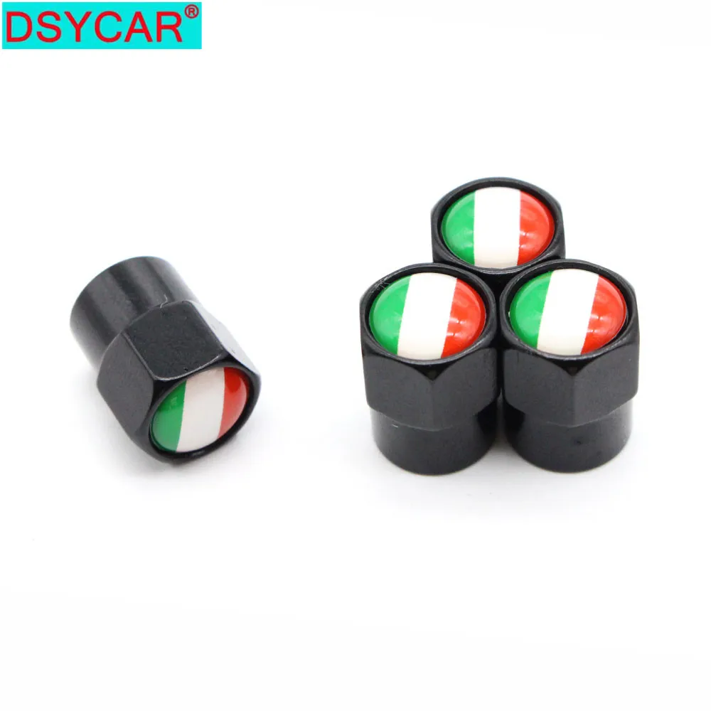 

DSYCAR 4 Pcs/Set Car Styling Aluminium Alloy/Copper Italy Flag Car Tire Valve Caps Wheel Tires Tire Stem Air Cap Airtight Covers