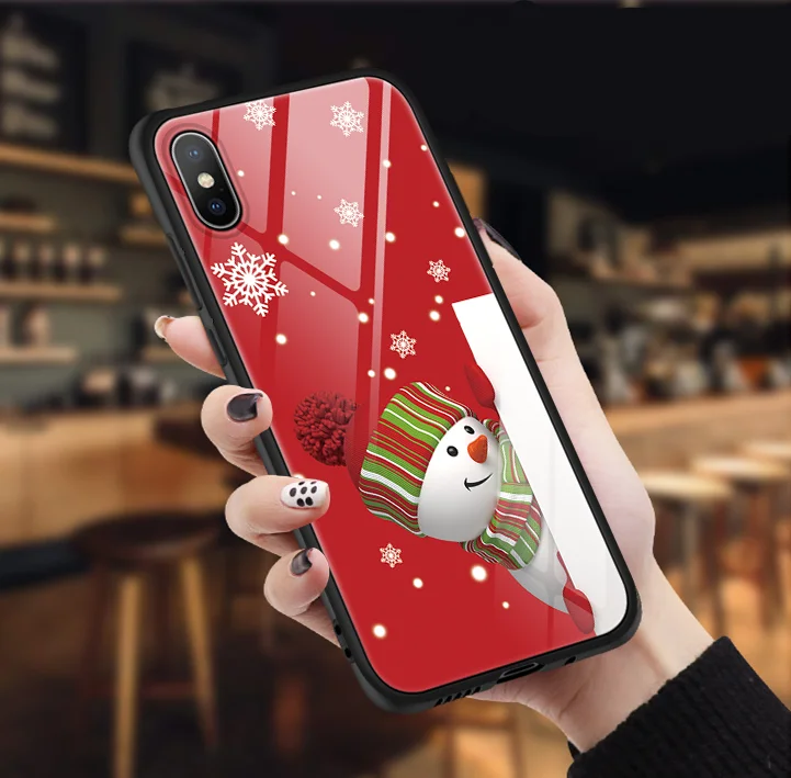 Merry Christmas чехол из закаленного стекла для iPhone Xs Max XR X 8 7 6 6s Plus 11 Pro Max Couple милый снеговик Роскошный чехол для телефона - Цвет: sdhdxrxh