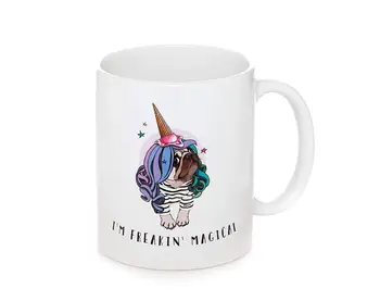 

Ceramic Coffee Mug - 11 oz Unicorn Mug Tea Coffee Mug with Printed Text - I'm Freaking Magical Funny Coffee Mugs