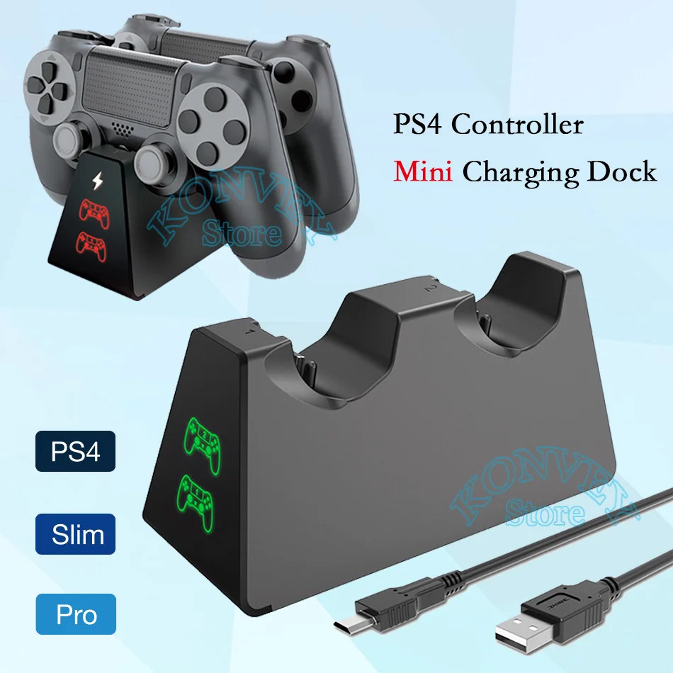 

Mini Fast Charging Dock Dual Controllers Charger Station Gamepad Stand Holder Base for Sony PlayStation 4 PS4/Pro/Slim