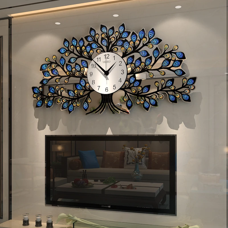 

Luxury Large Acrylic Wall Clock Modern Design Tree Shape Acrylic 3D Stickers Quartz Watch Wall Clocks Home Decor 67.5x35.5 cm